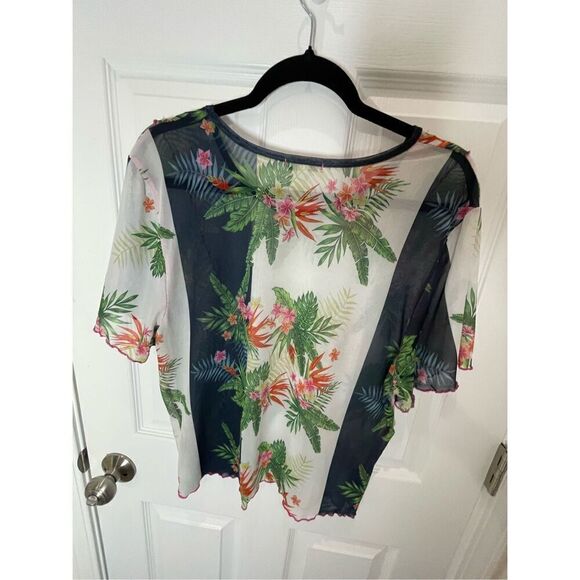 Paper Tee women’s blouse 2X floral see through - Picture 2 of 6
